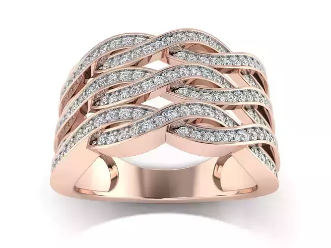 Light Weight Rose Gold Diamond Ring  -R-3922 3D print model