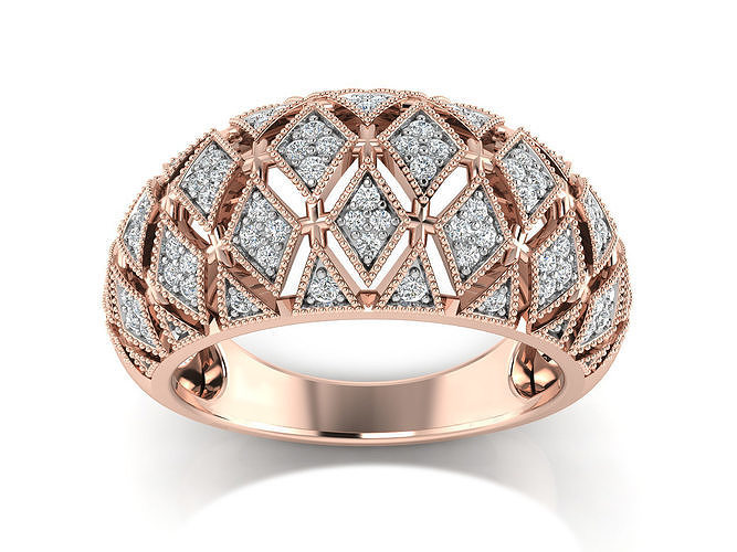 Light Weight Rose Gold Diamond Ring  -R-3924 3D print model
