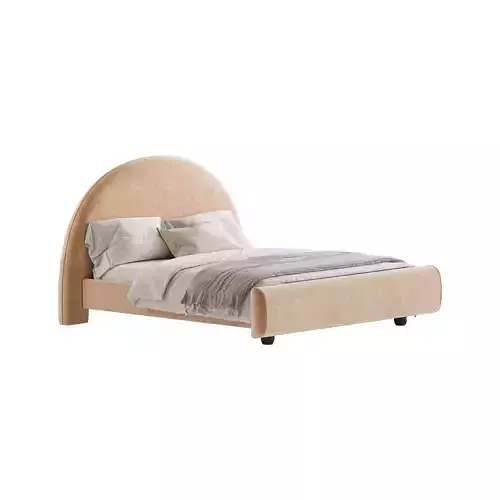Desirae Flannelette Round Shaped Headboard Bed Frame King