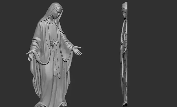 Virgin Mary 3D printable model for CNC 3D print model