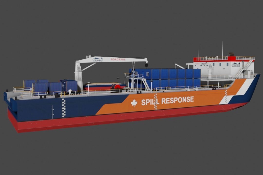 Oil spill response barge 3d model Low-poly 3D model_3