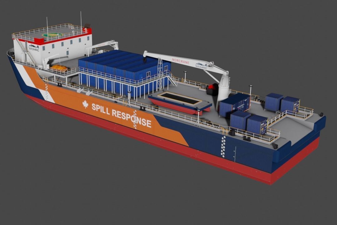 Oil spill response barge 3d model Low-poly 3D model_8