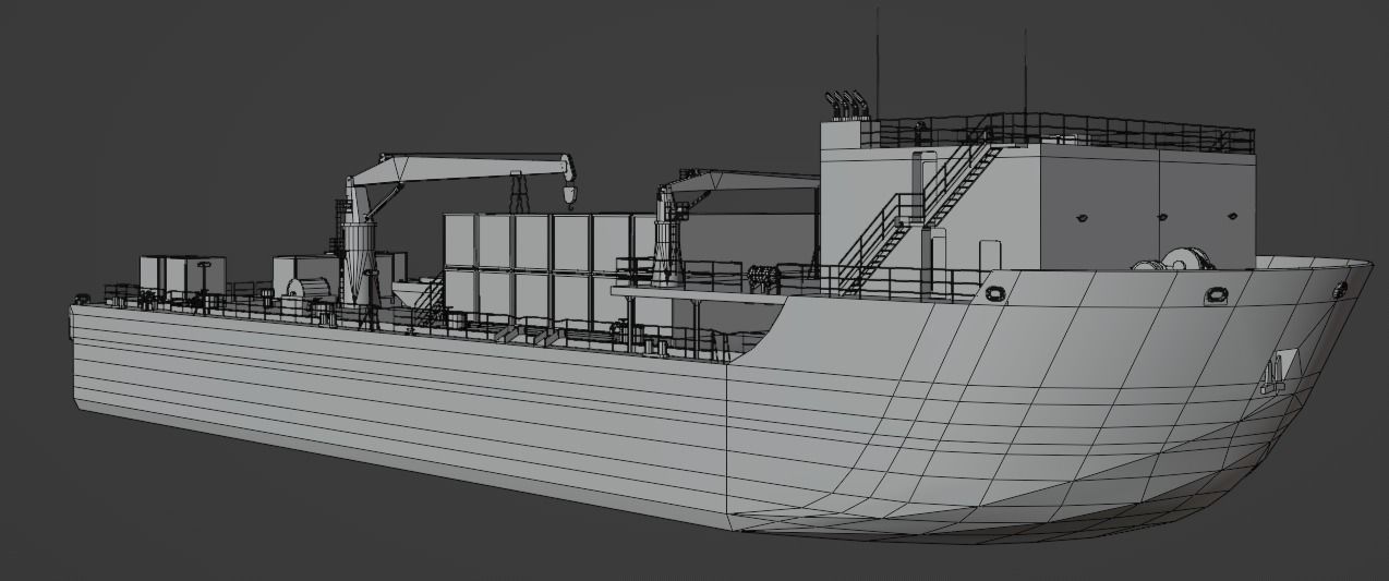 Oil spill response barge 3d model Low-poly 3D model_11