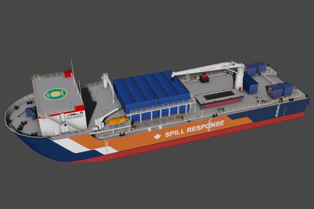 Oil spill response barge 3d model Low-poly 3D model_6