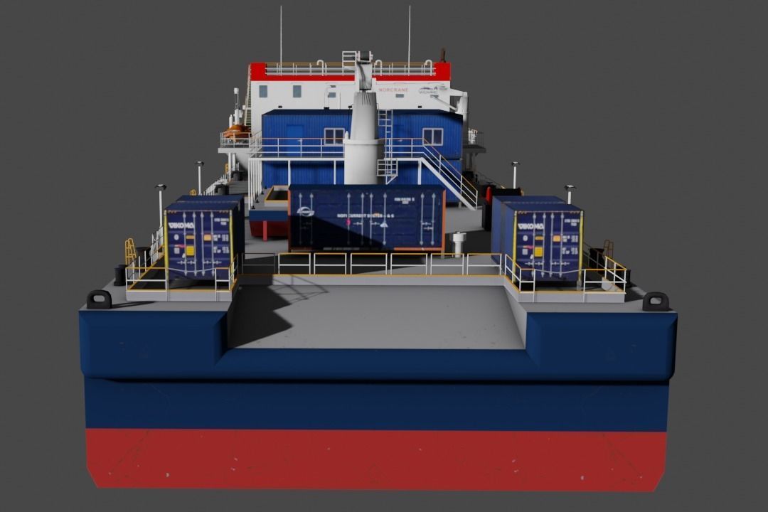 Oil spill response barge 3d model Low-poly 3D model_7