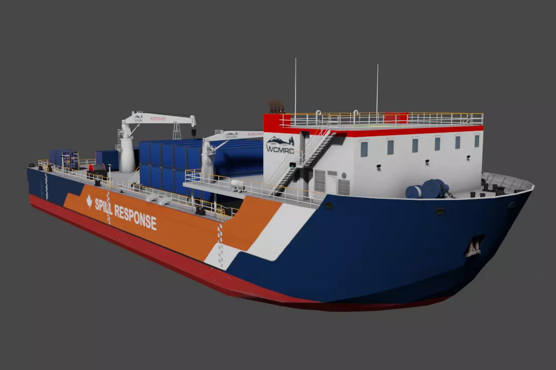 Oil spill response barge 3d model Low-poly 3D model_0
