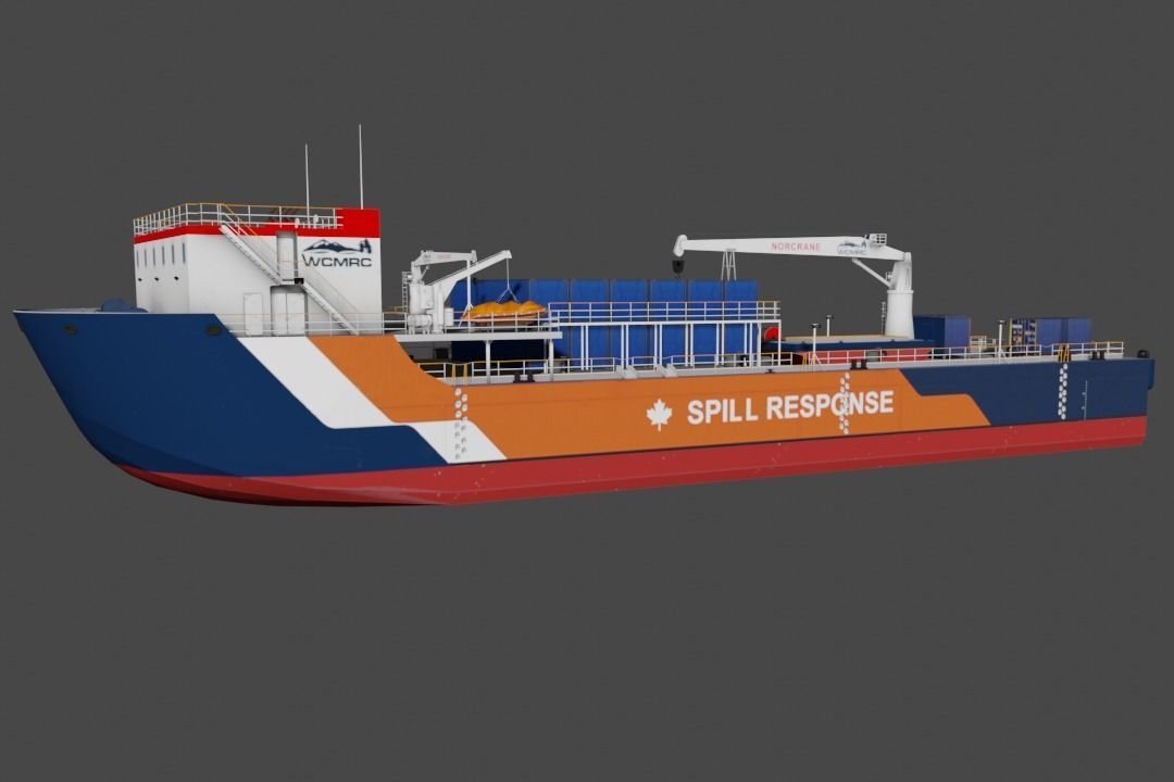 Oil spill response barge 3d model Low-poly 3D model_5