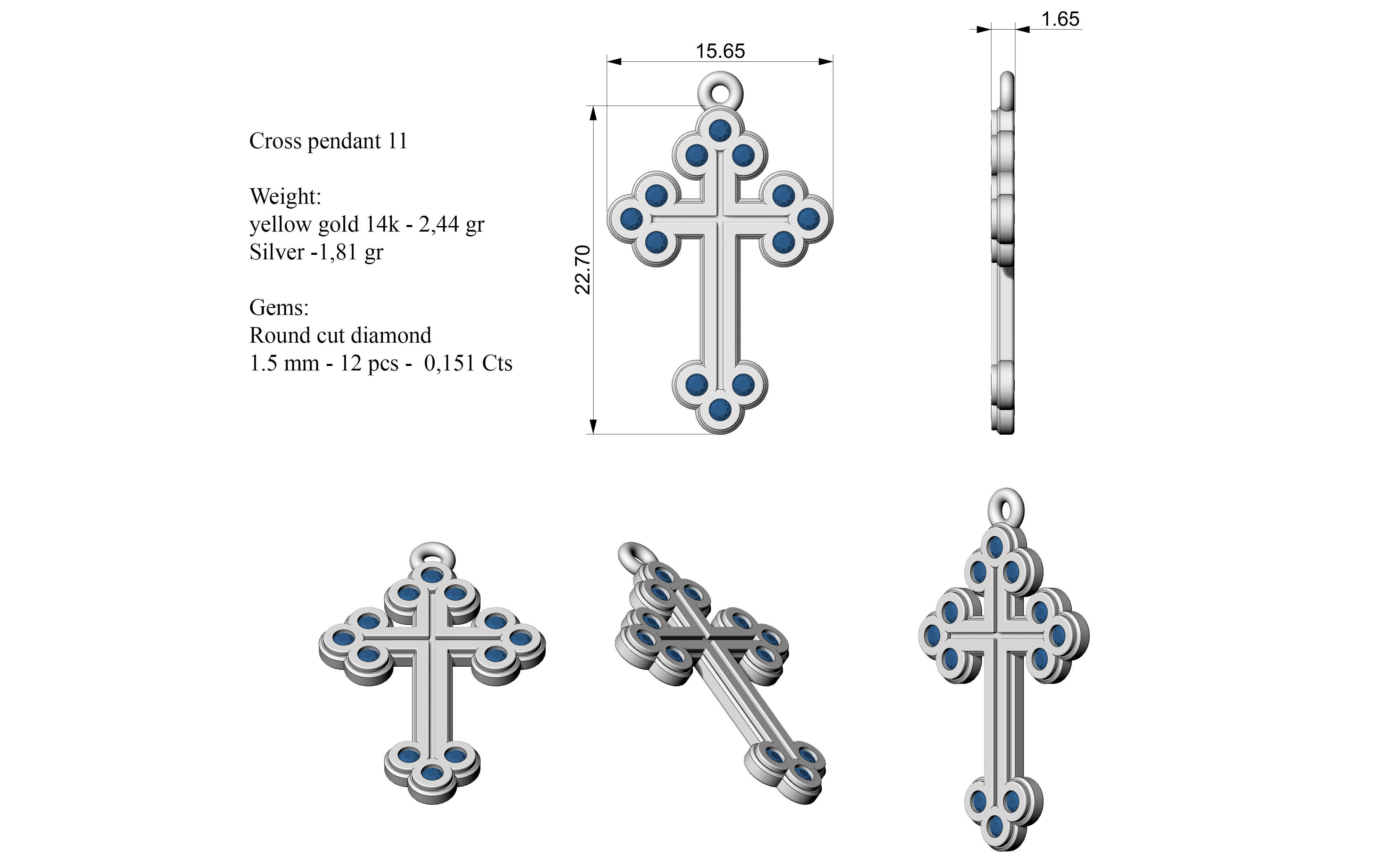 Cross pendant 11 3D print model_6