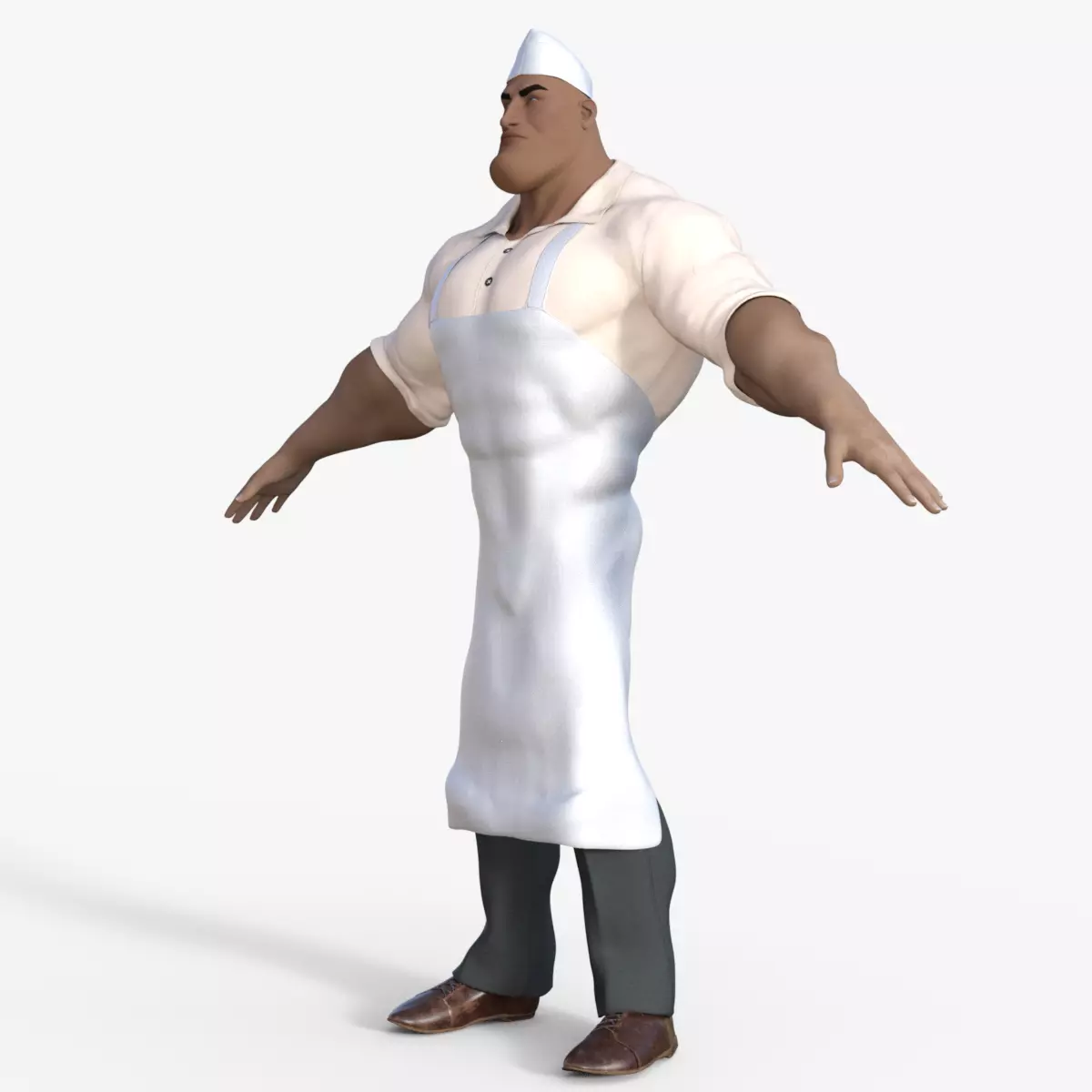 Cartoon Angry Butcher Rigged 3D model_0