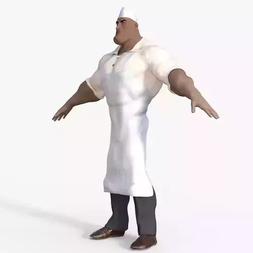 Cartoon Angry Butcher Rigged
