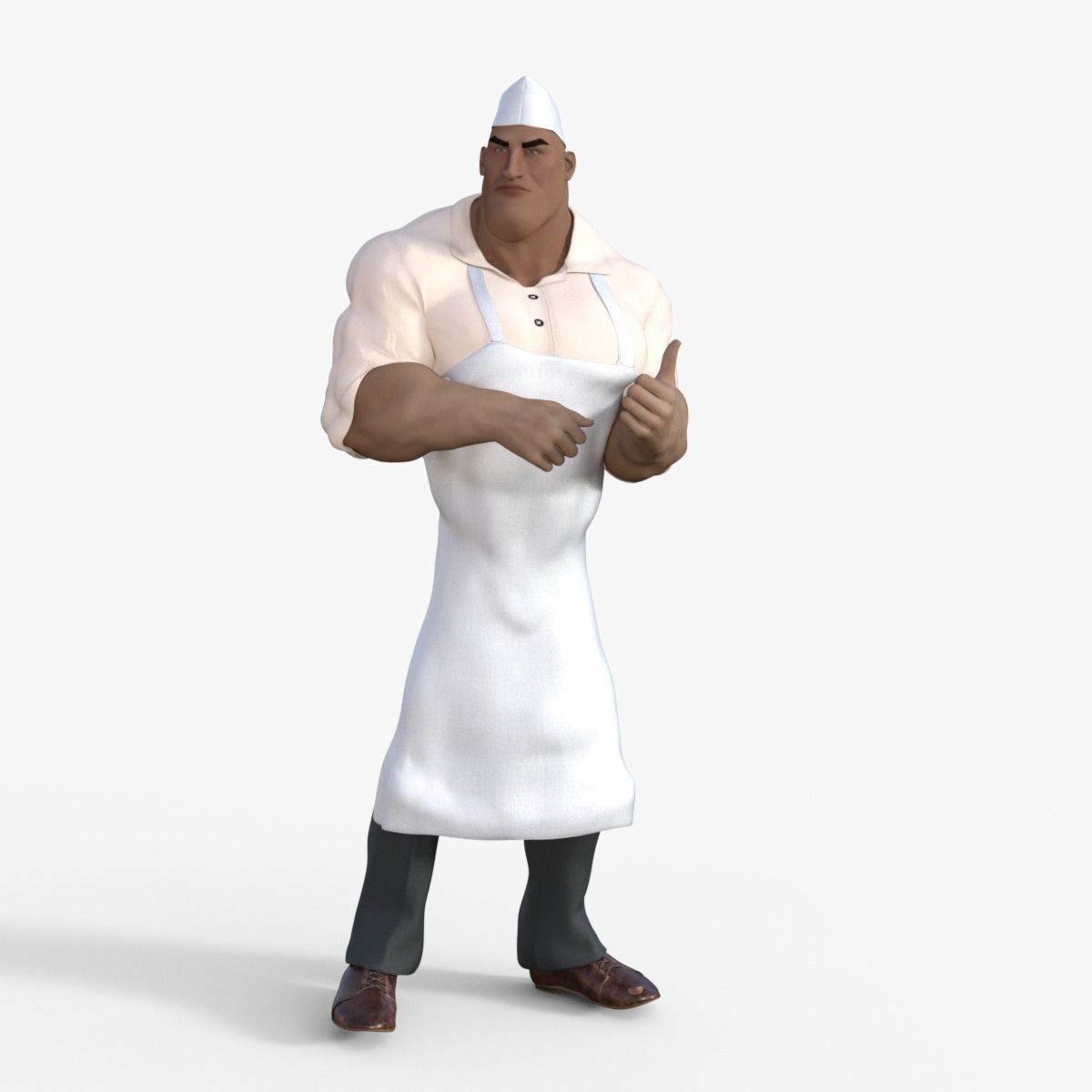 Cartoon Angry Butcher Rigged 3D model_32
