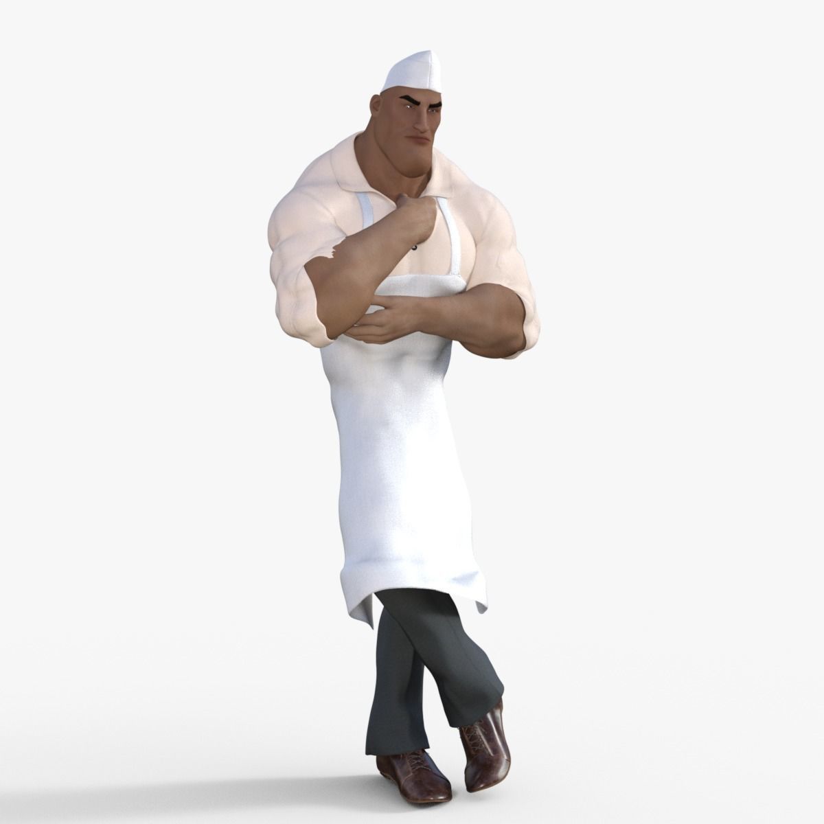 Cartoon Angry Butcher Rigged 3D model_27