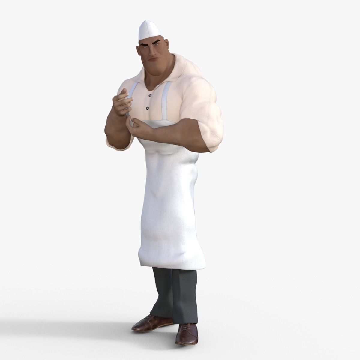 Cartoon Angry Butcher Rigged 3D model_26