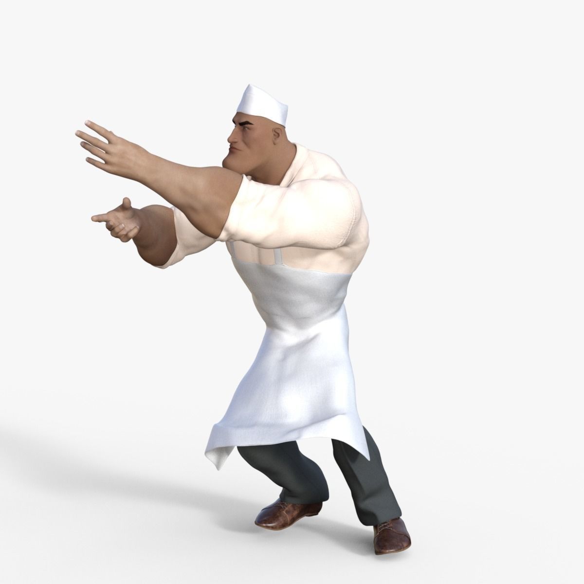 Cartoon Angry Butcher Rigged 3D model_24