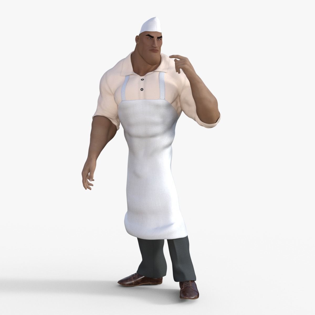 Cartoon Angry Butcher Rigged 3D model_25
