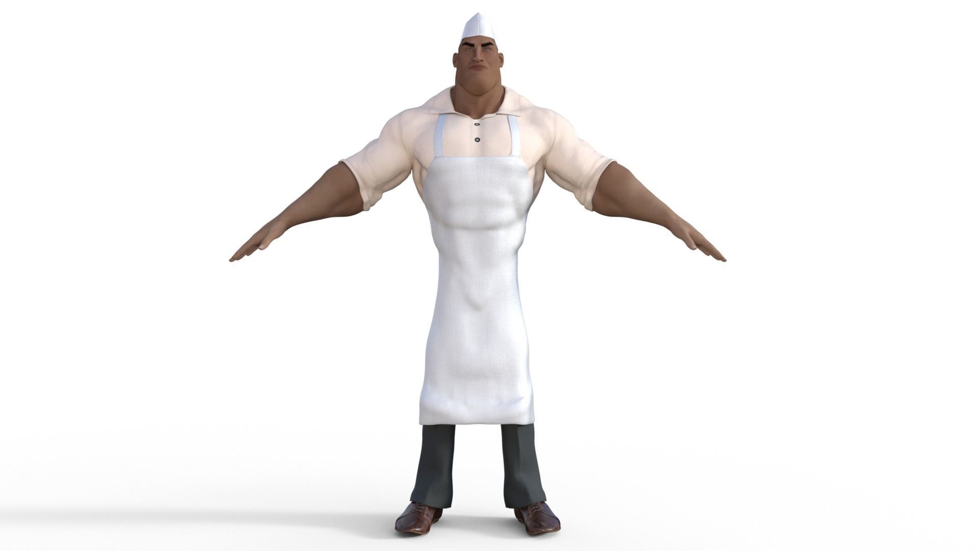 Cartoon Angry Butcher Rigged 3D model_20