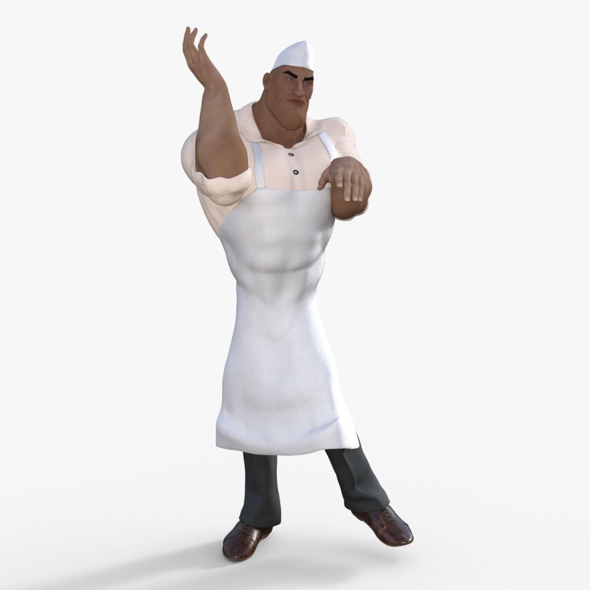 Cartoon Angry Butcher Rigged 3D model_33