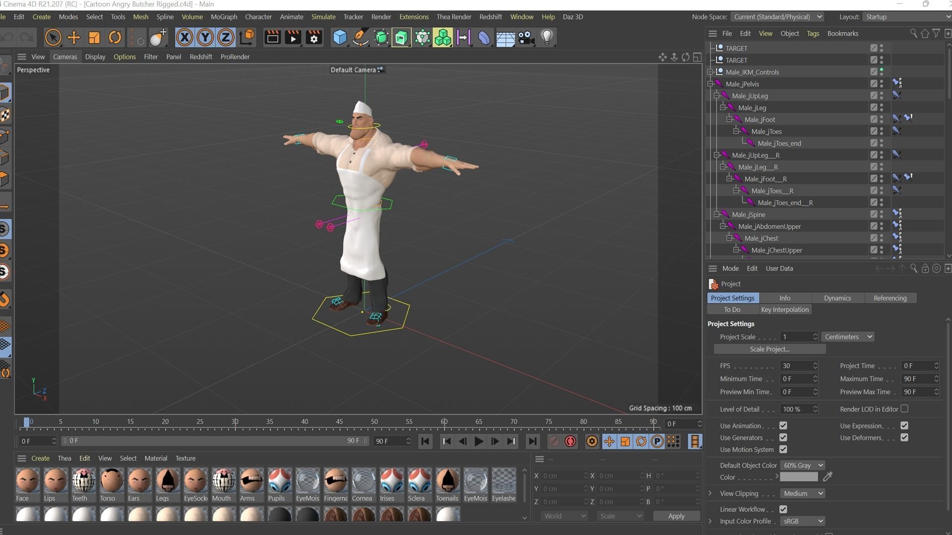 Cartoon Angry Butcher Rigged 3D model_35