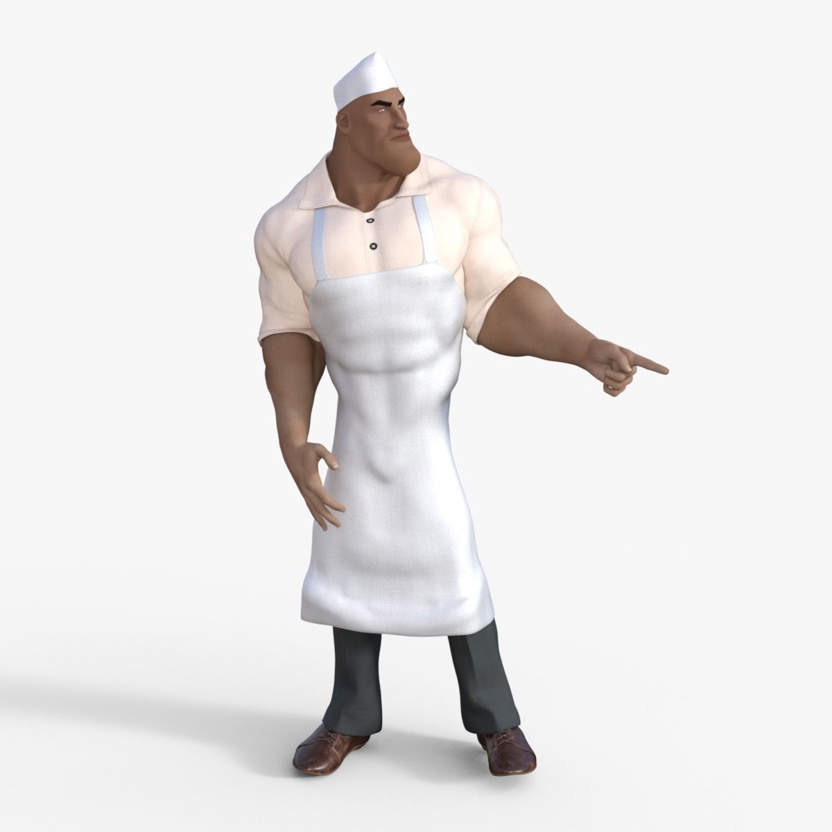 Cartoon Angry Butcher Rigged 3D model_30