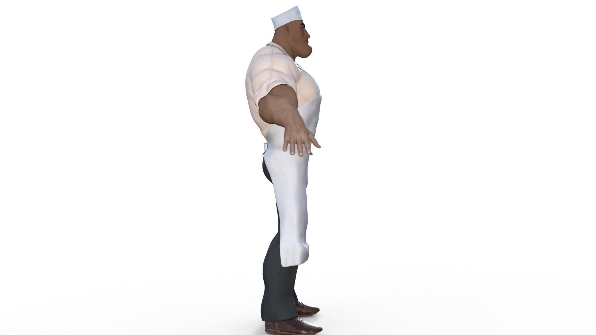 Cartoon Angry Butcher Rigged 3D model_18