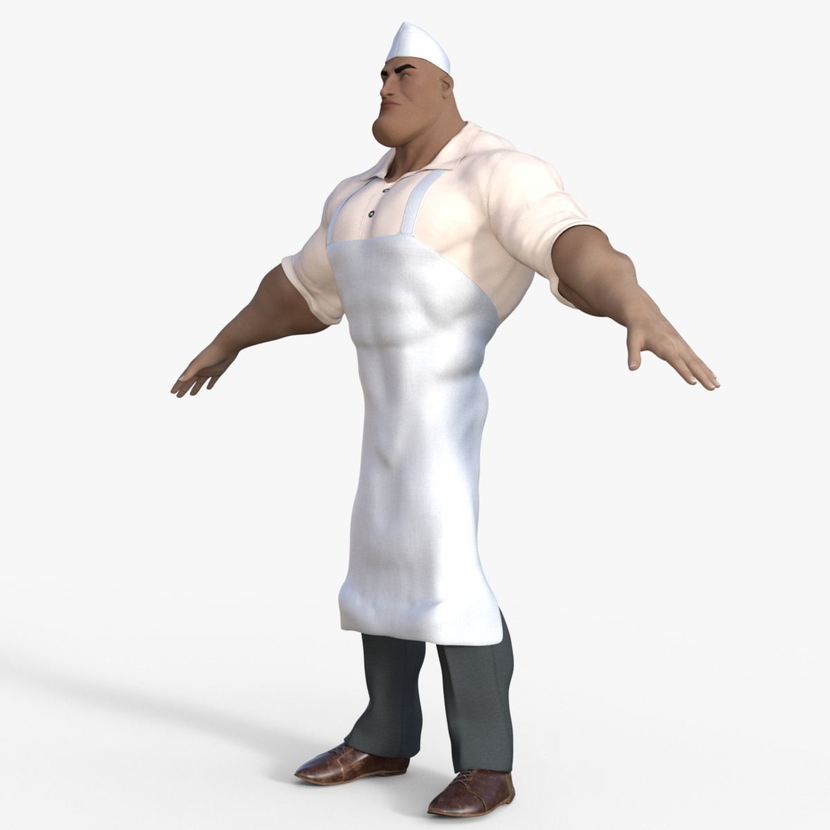 Cartoon Angry Butcher Rigged 3D model_9