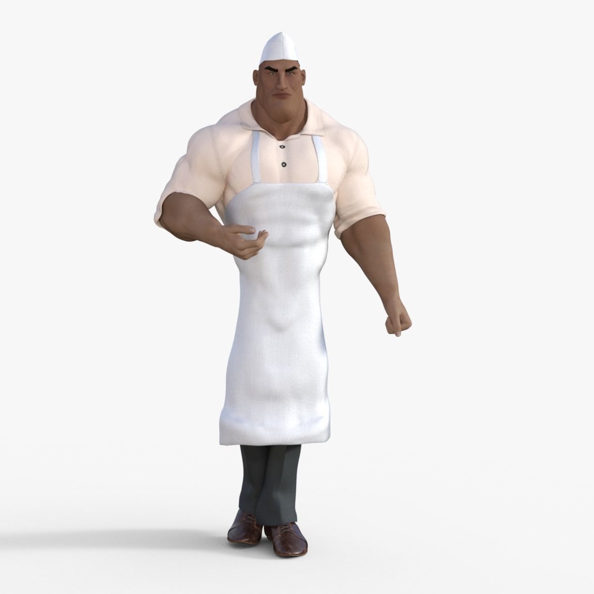 Cartoon Angry Butcher Rigged 3D model_28