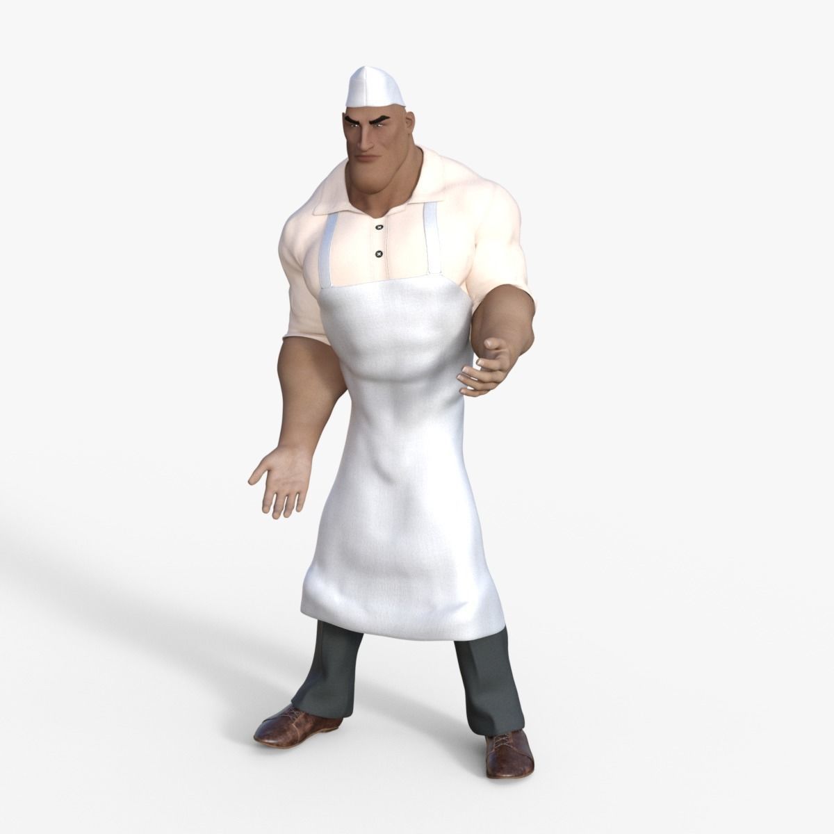 Cartoon Angry Butcher Rigged 3D model_31