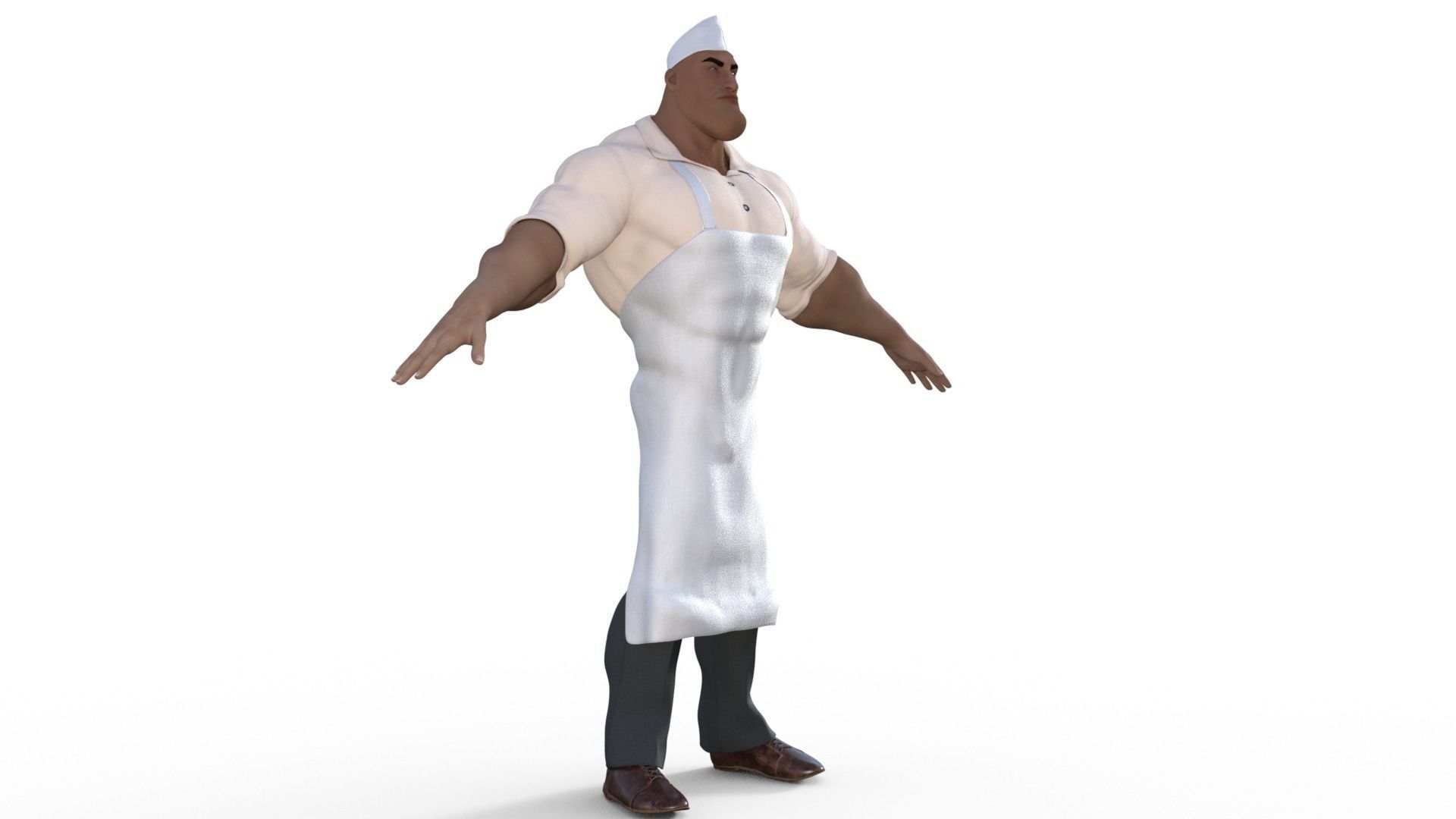 Cartoon Angry Butcher Rigged 3D model_19