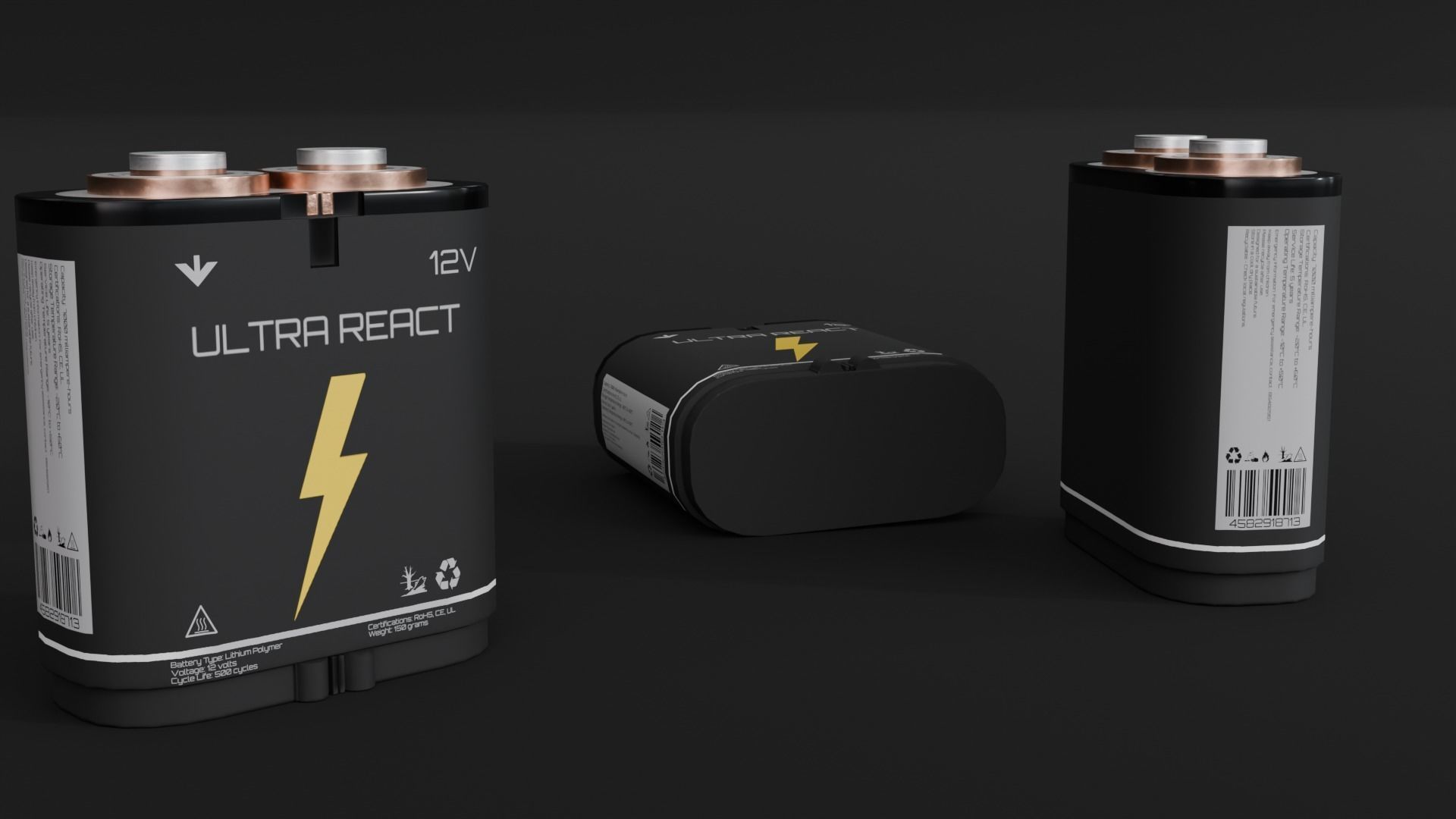 Ultra Power Batterie Low-poly 3D model_2