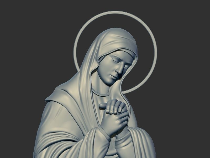 Mary Virgin 3D model Bas Relief 3D print model CNC 3D print model_2