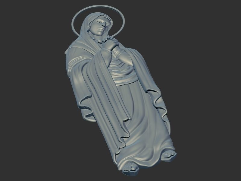 Mary Virgin 3D model Bas Relief 3D print model CNC 3D print model_3