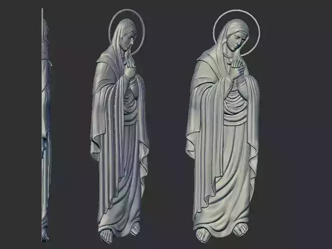Mary Virgin 3D model Bas Relief 3D print model CNC