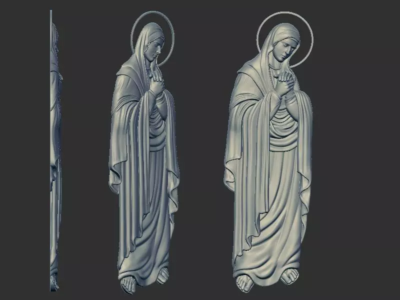 Mary Virgin 3D model Bas Relief 3D print model CNC 3D print model_0