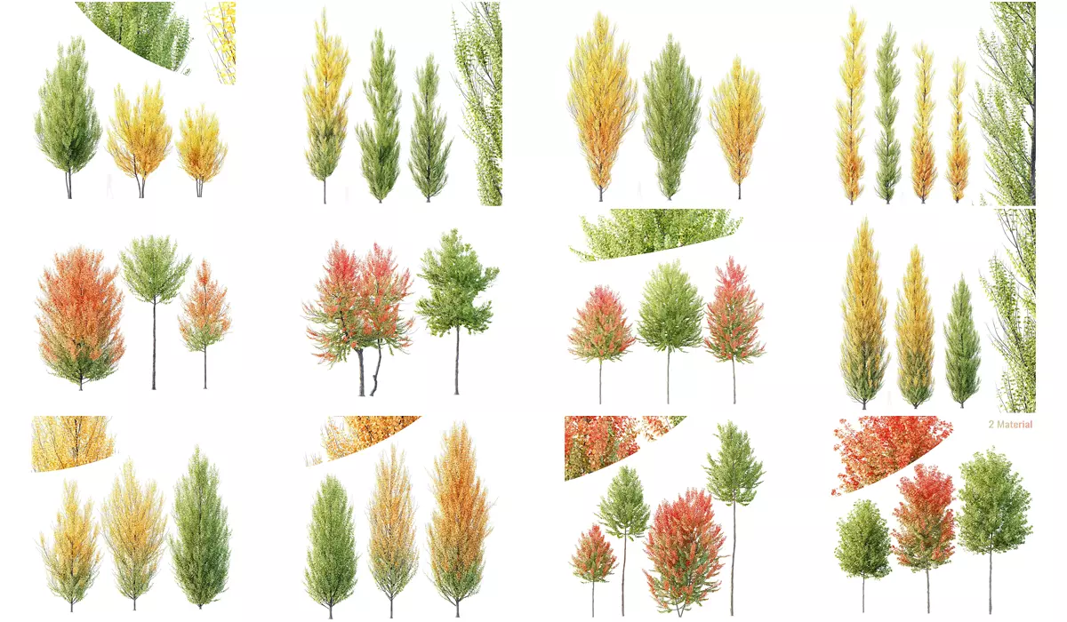 12 Different SETS of Tree SET VOL119 3D Model Collection_0