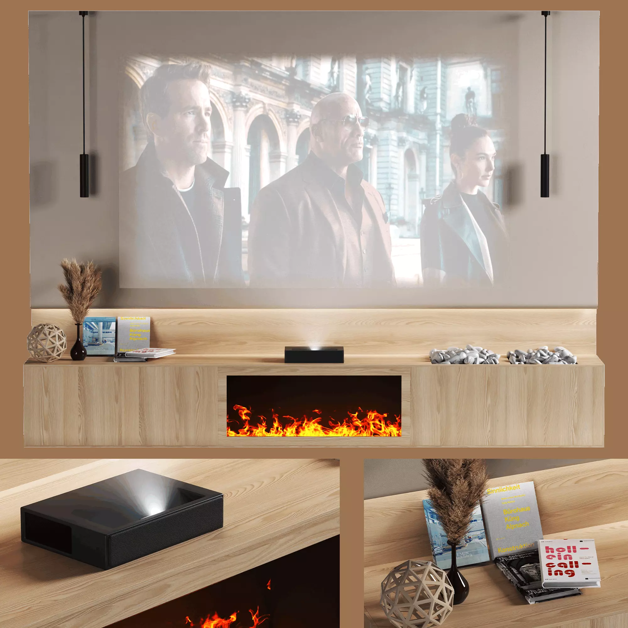 TV wall with Xiaomi laser projector Low-poly 3D model
