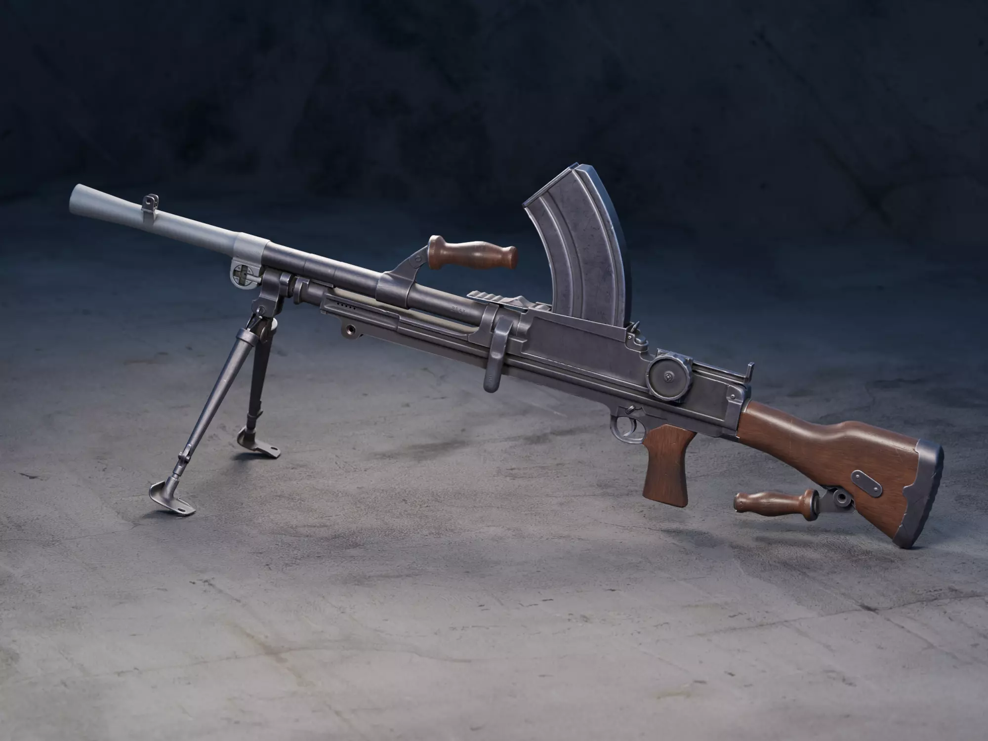 BREN MkI Light Machinegun  - Game and VFX-Ready Low-poly 3D model_1