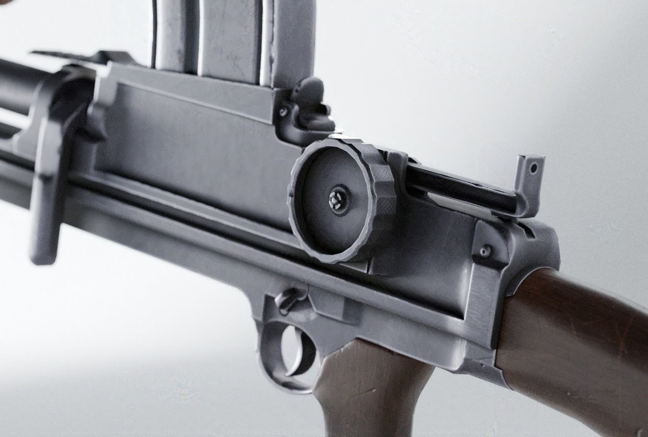 BREN MkI Light Machinegun  - Game and VFX-Ready Low-poly 3D model_6