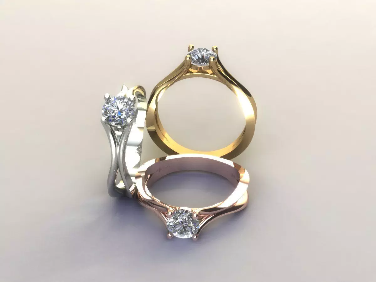 women ring solitaire 3D print model