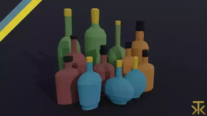 Cartoon alcohol bottle 2 Polygonal Style