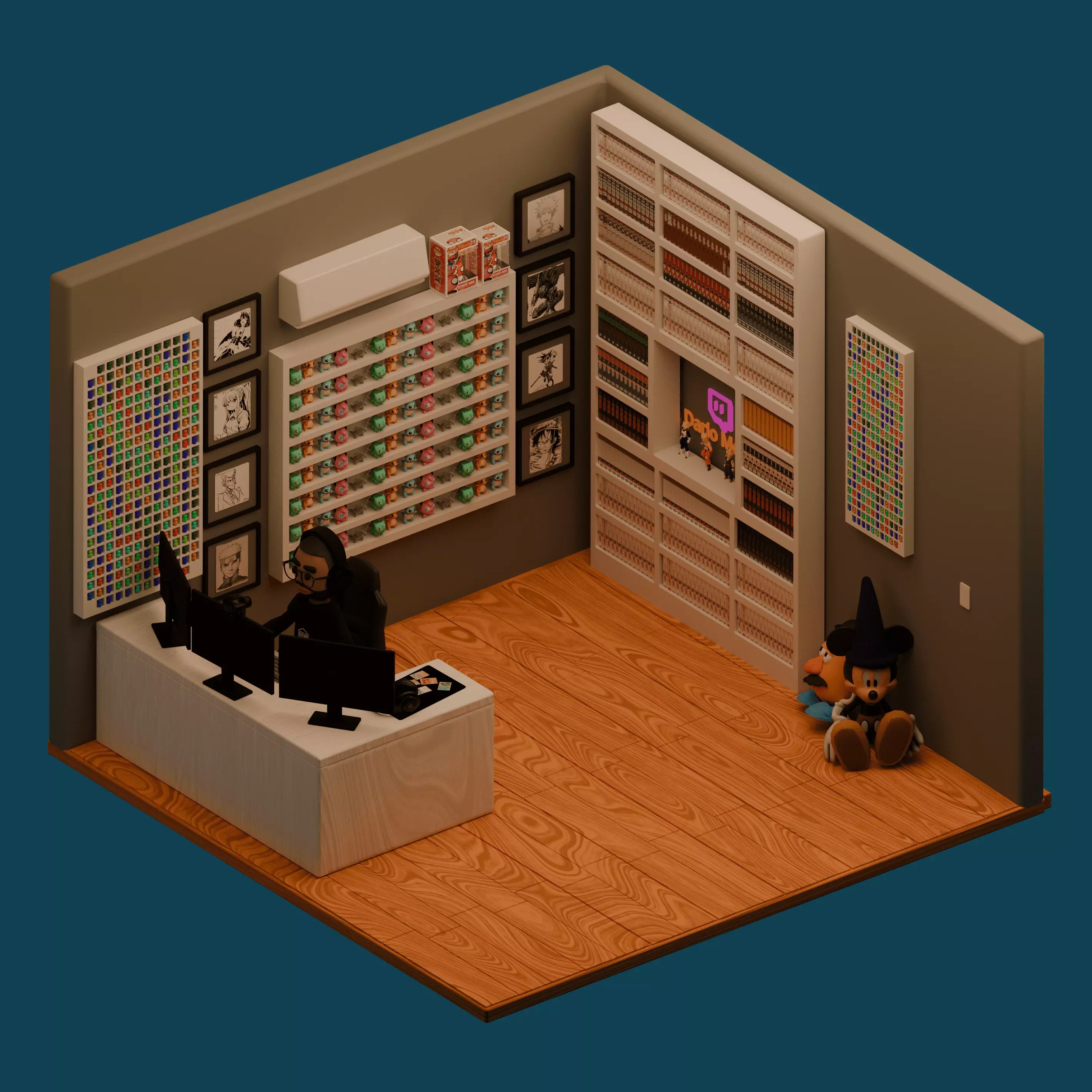 ISOMETRIC DARIO MOCCIA Streaming studio 3D model
