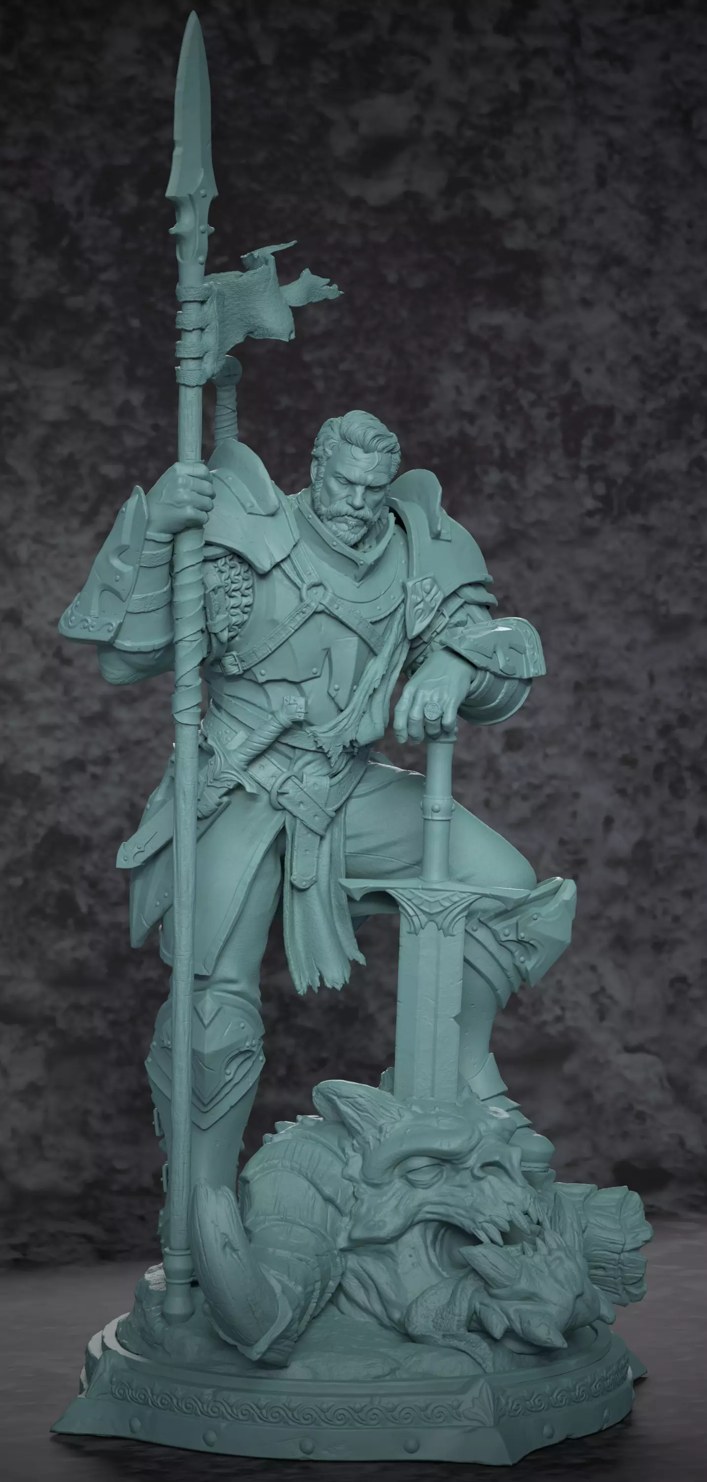 Templar Warrior Statue STL 3D print model