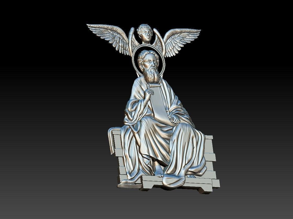 Saint Apostle Matthew 3d model relief for cnc 3D print model_4