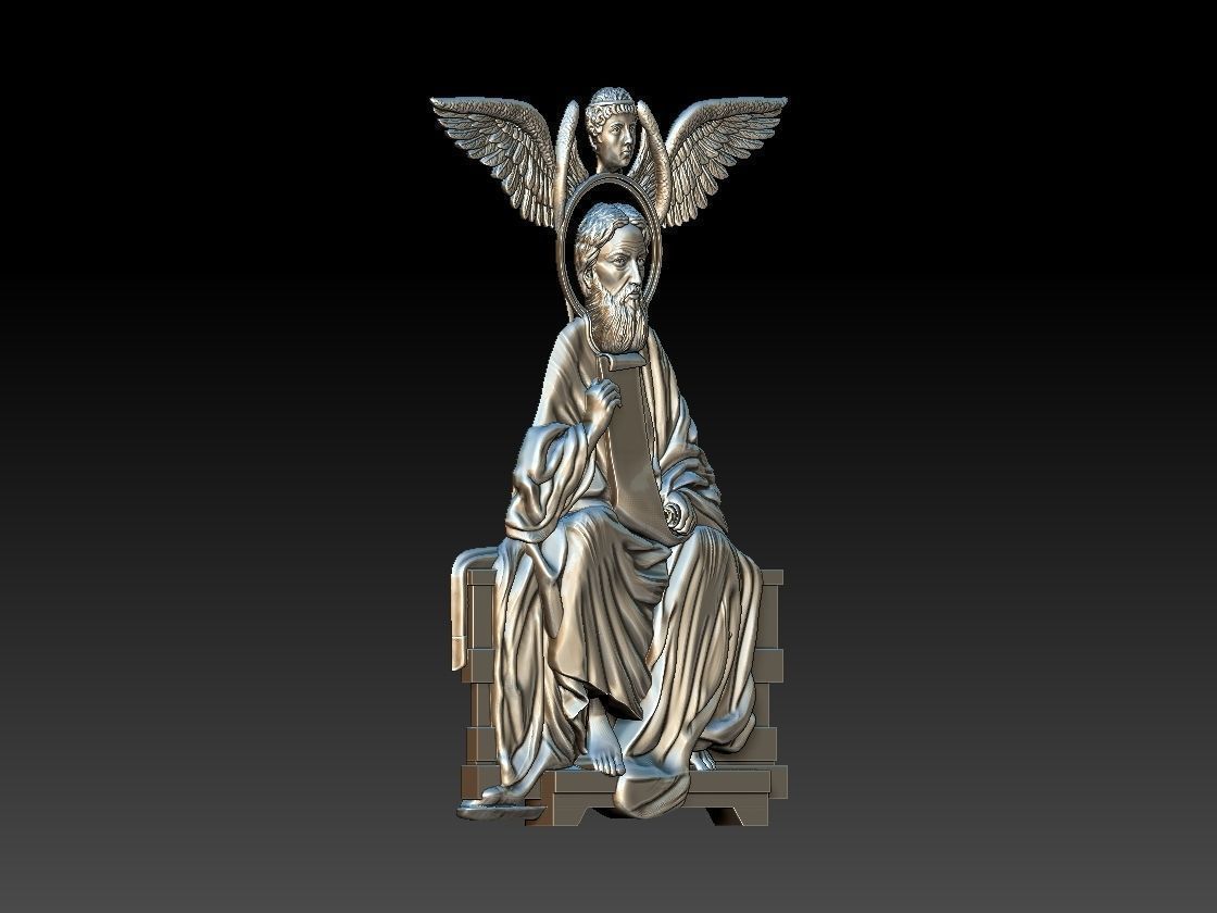 Saint Apostle Matthew 3d model relief for cnc 3D print model_2