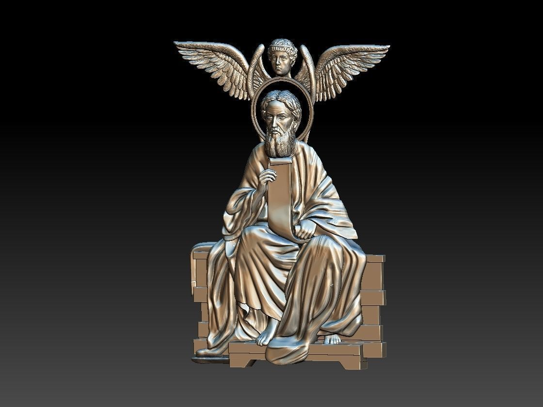 Saint Apostle Matthew 3d model relief for cnc 3D print model_5
