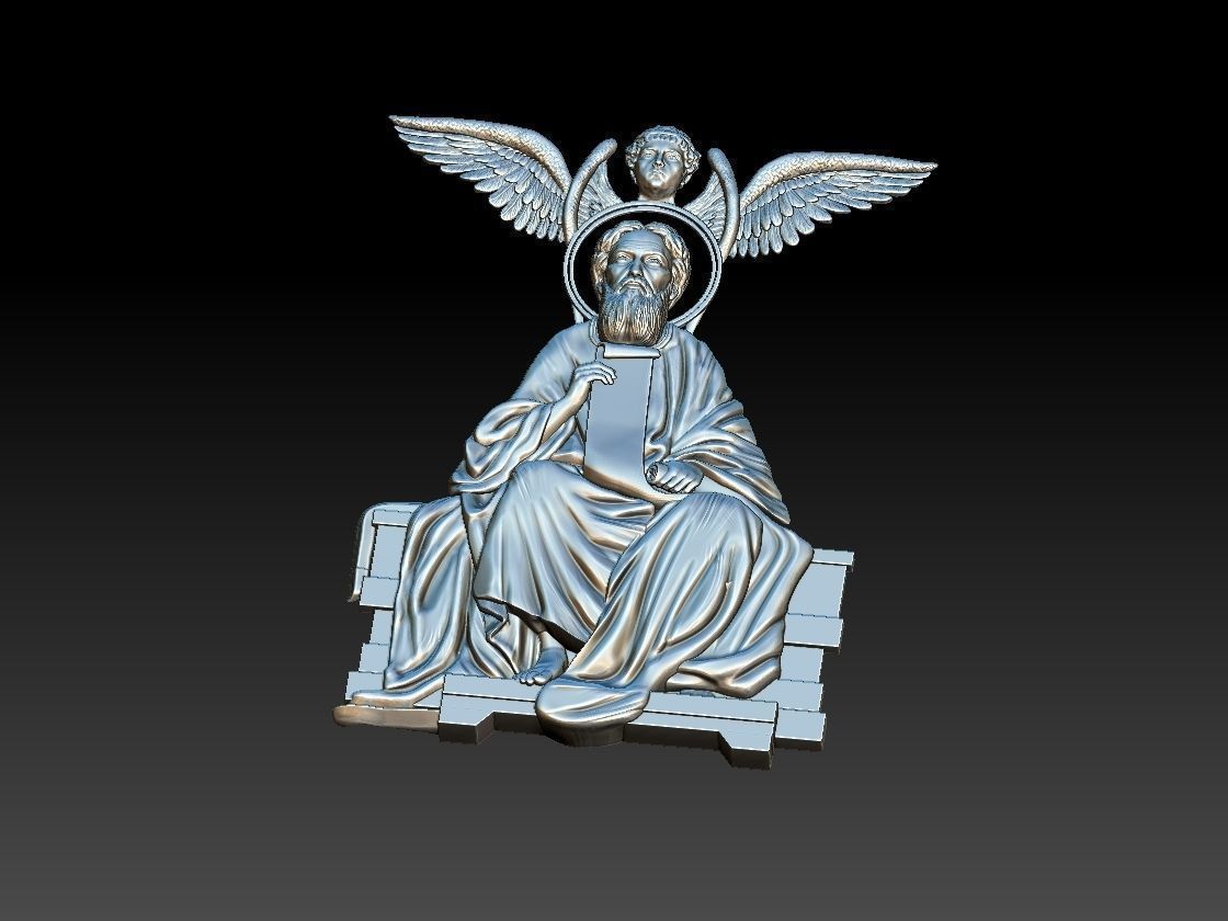 Saint Apostle Matthew 3d model relief for cnc 3D print model_3