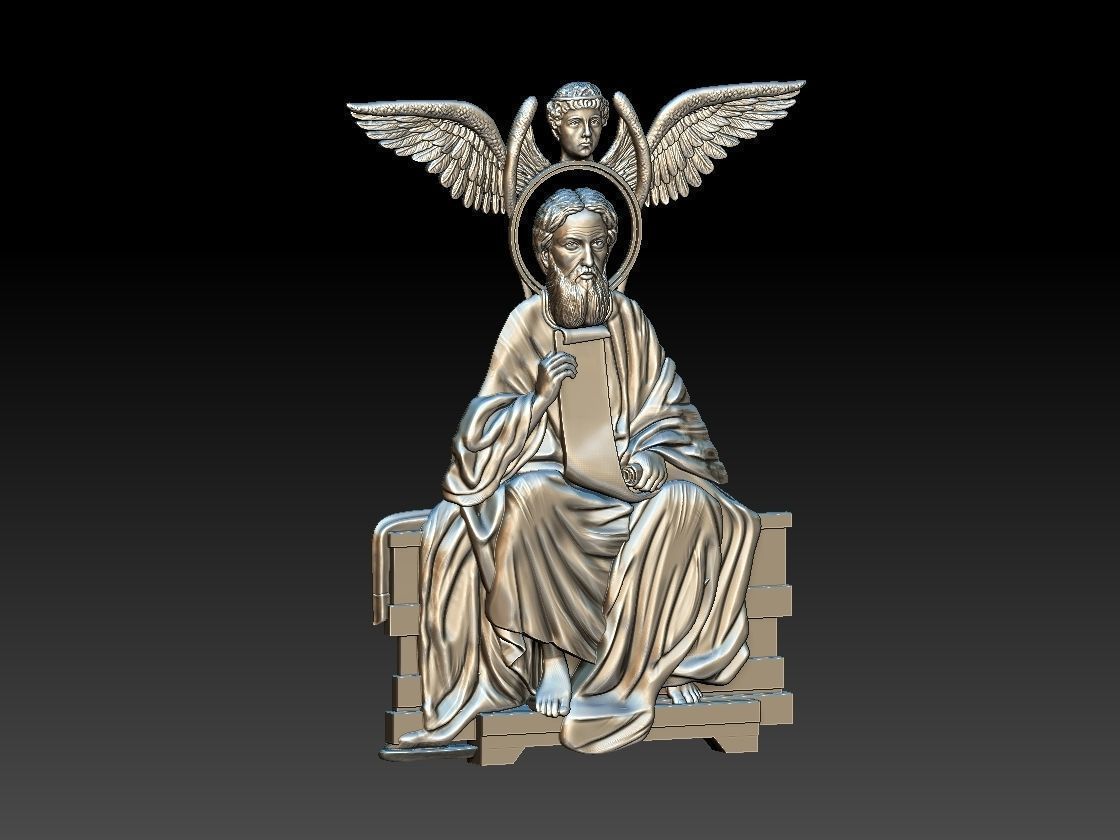 Saint Apostle Matthew 3d model relief for cnc 3D print model_6