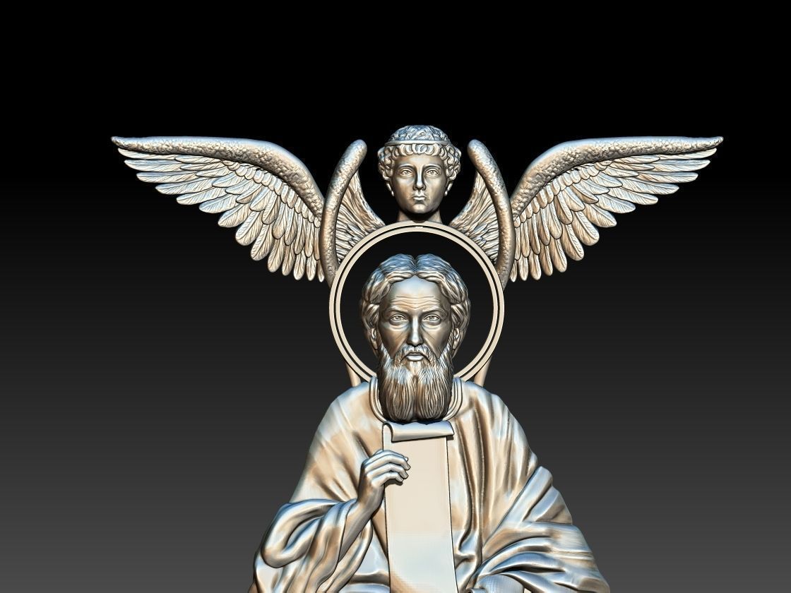 Saint Apostle Matthew 3d model relief for cnc 3D print model_7