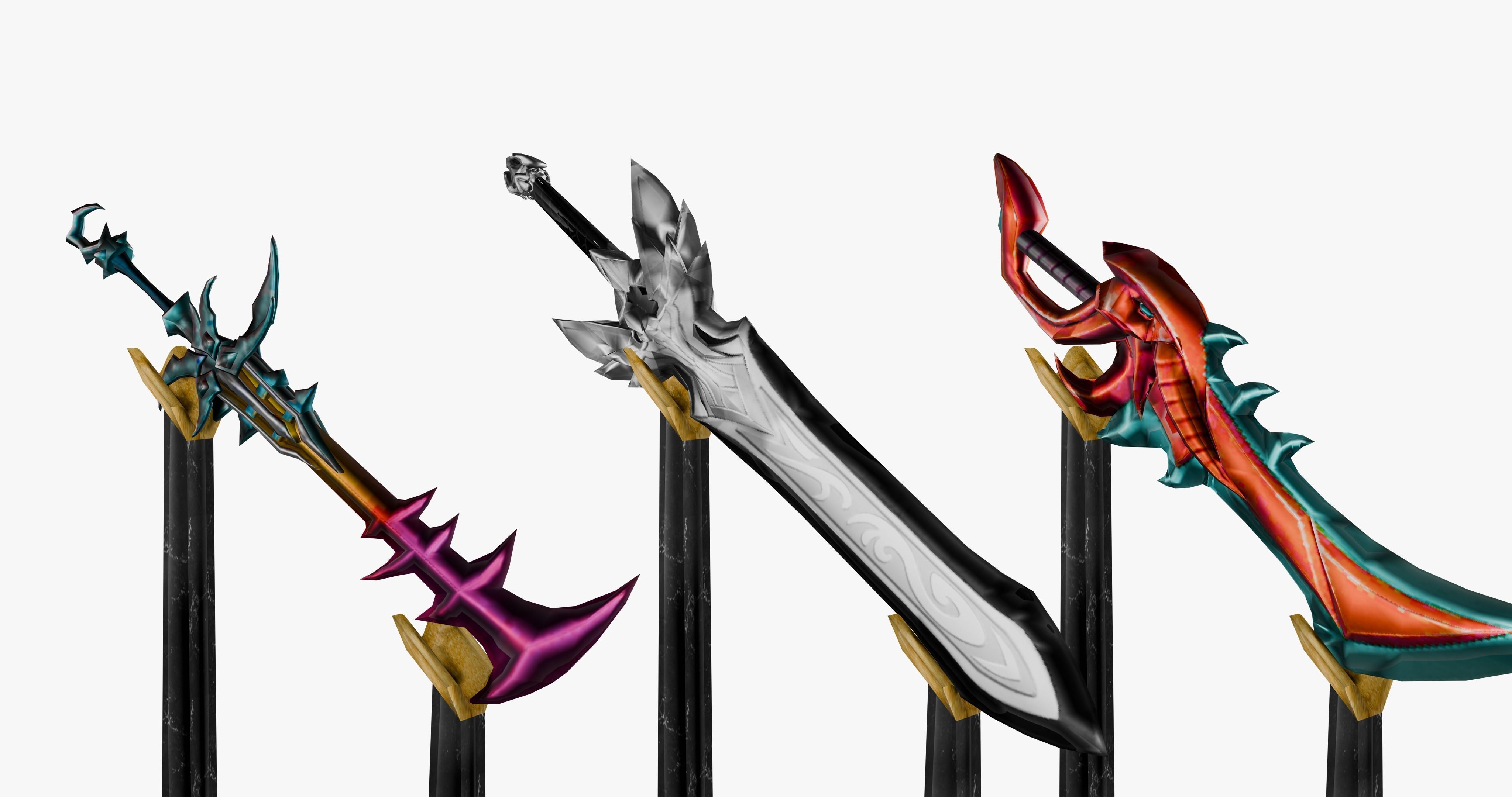 15 Stylized Sword Models Pack 1 - Low Poly Low-poly 3D model_7