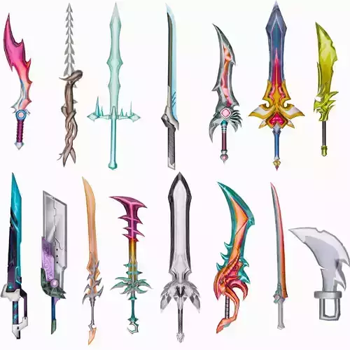 15 Stylized Sword Models Pack 1 - Low Poly