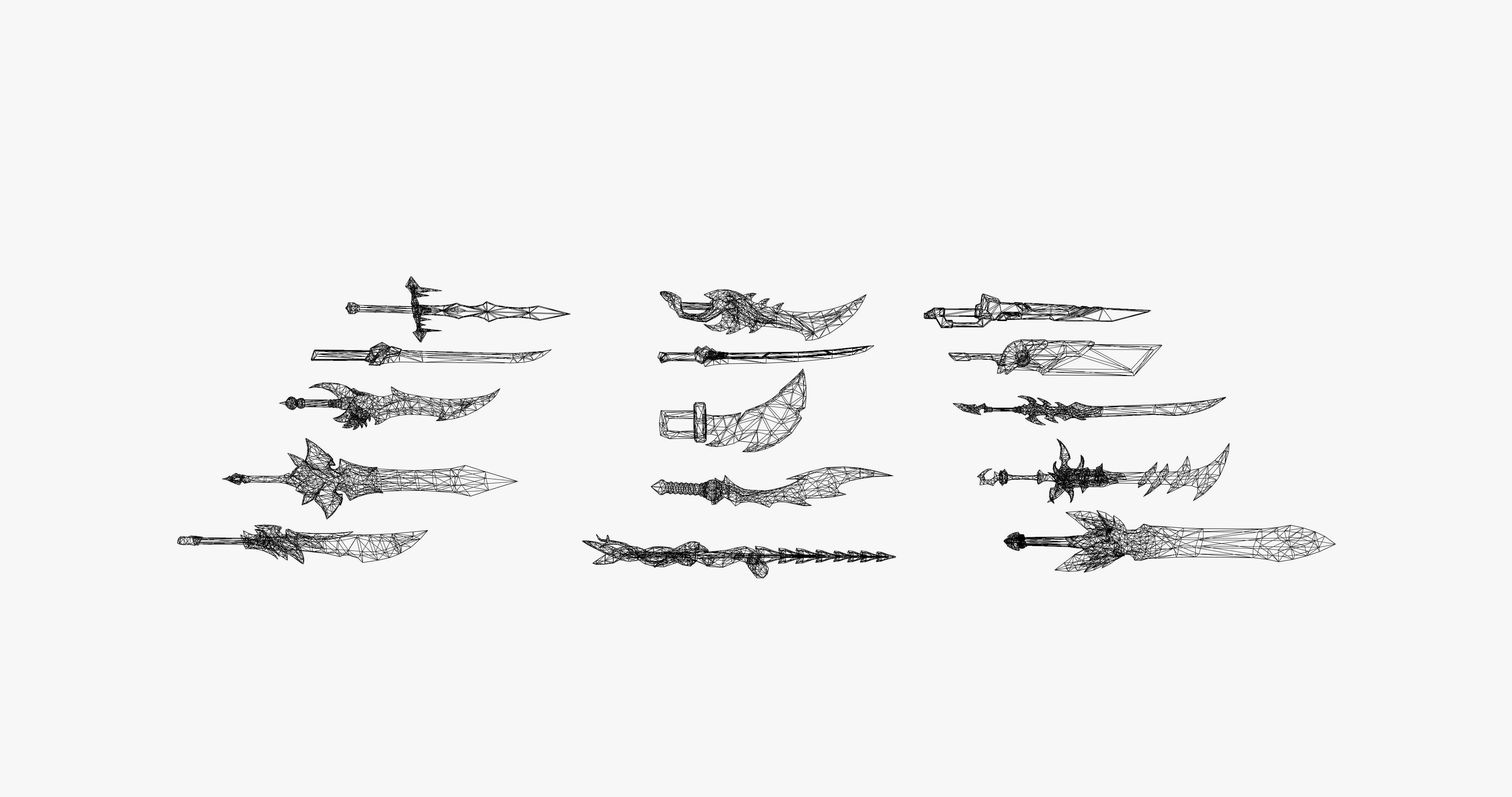 15 Stylized Sword Models Pack 1 - Low Poly Low-poly 3D model_12